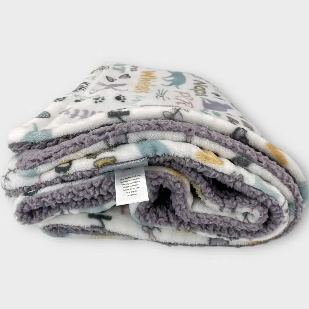 Large Adirondack Purple Cat Naps Plush Fleece Blanket Burkshire Blankets 50
